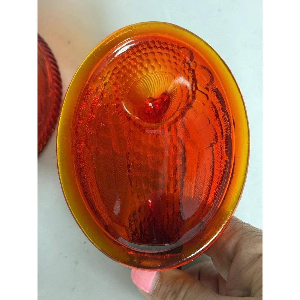 Westmoreland Ruby Red Amberina GLOWS Glass Hen On Nest Marked Twice Excellent